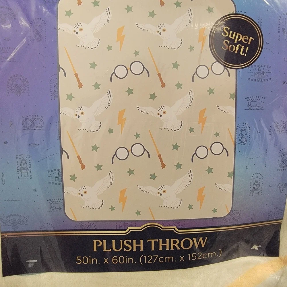 NEW Harry Potter & Hedwig Icons Soft Plush Fleece‎ Plush Throw Blanket 50